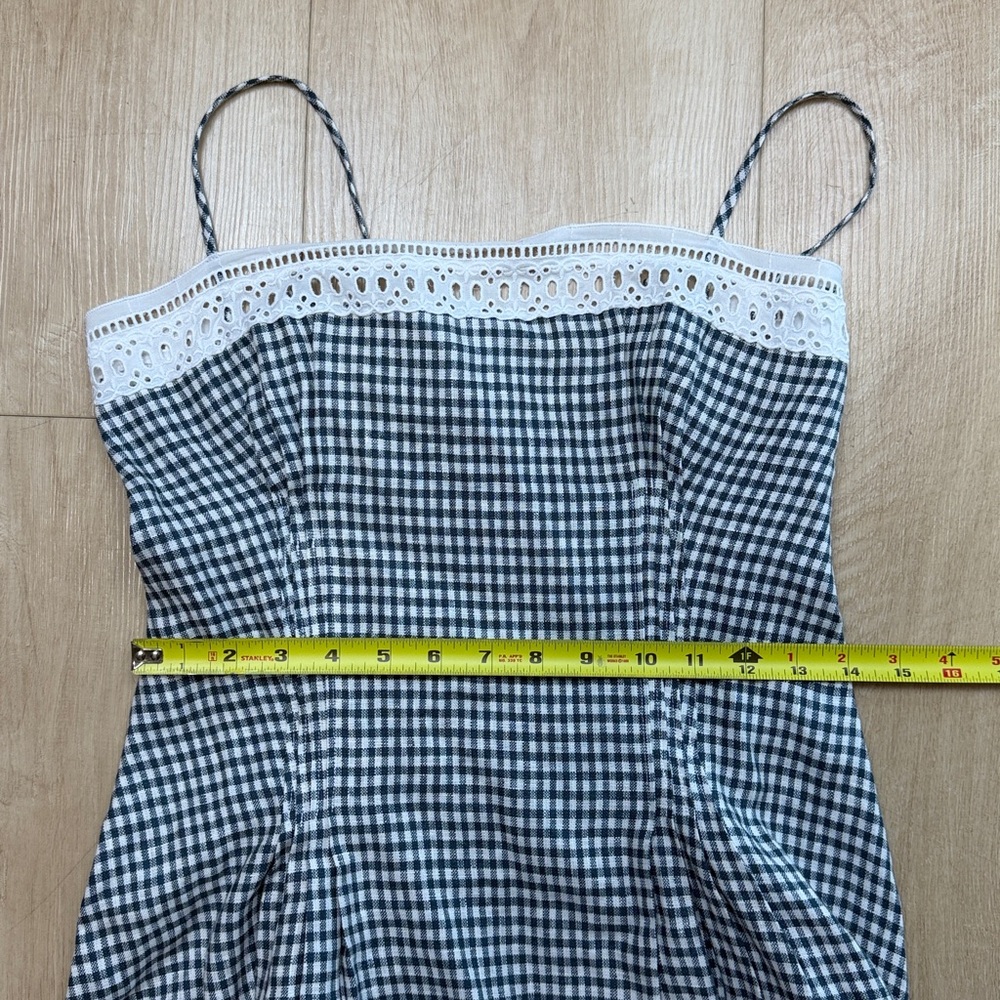 Reformation Pomona Linen Dress In Big Slate Check - Picture 9 of 11